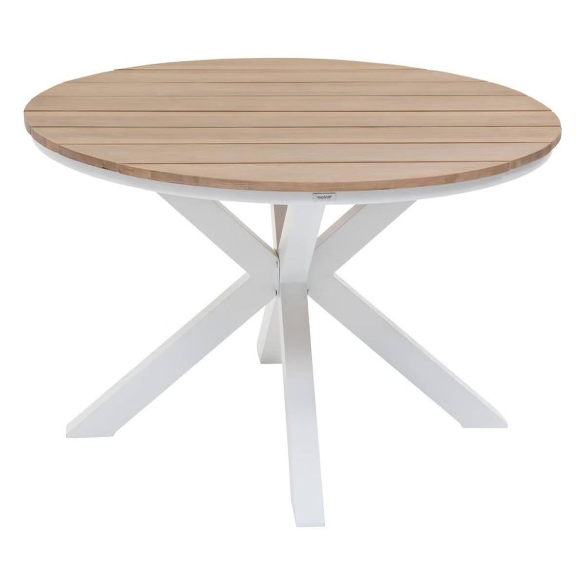 HESPERIDE Table de jardin ronde Alu/Acacia Oriengo 4 places blanc - Hespéride