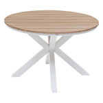 HESPERIDE Table de jardin ronde Alu/Acacia Oriengo 4 places blanc - Hespéride