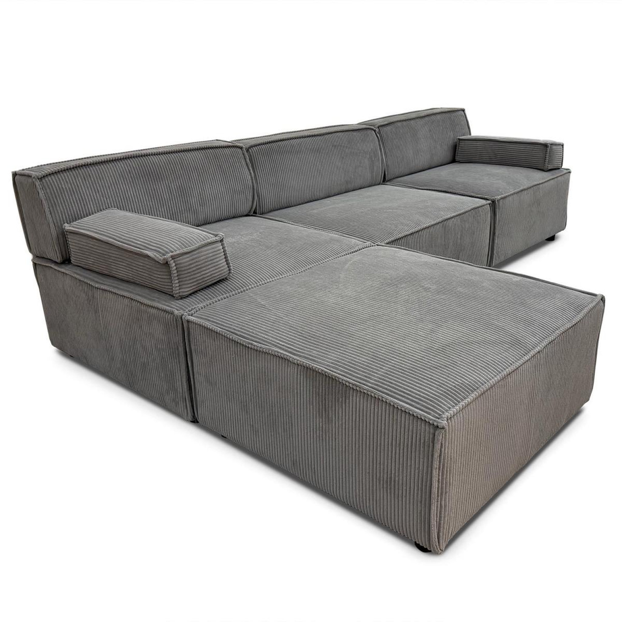Voir la diapositive 3 : Paris Prix Canapé modulable en velours côtelé  todd  258cm gris