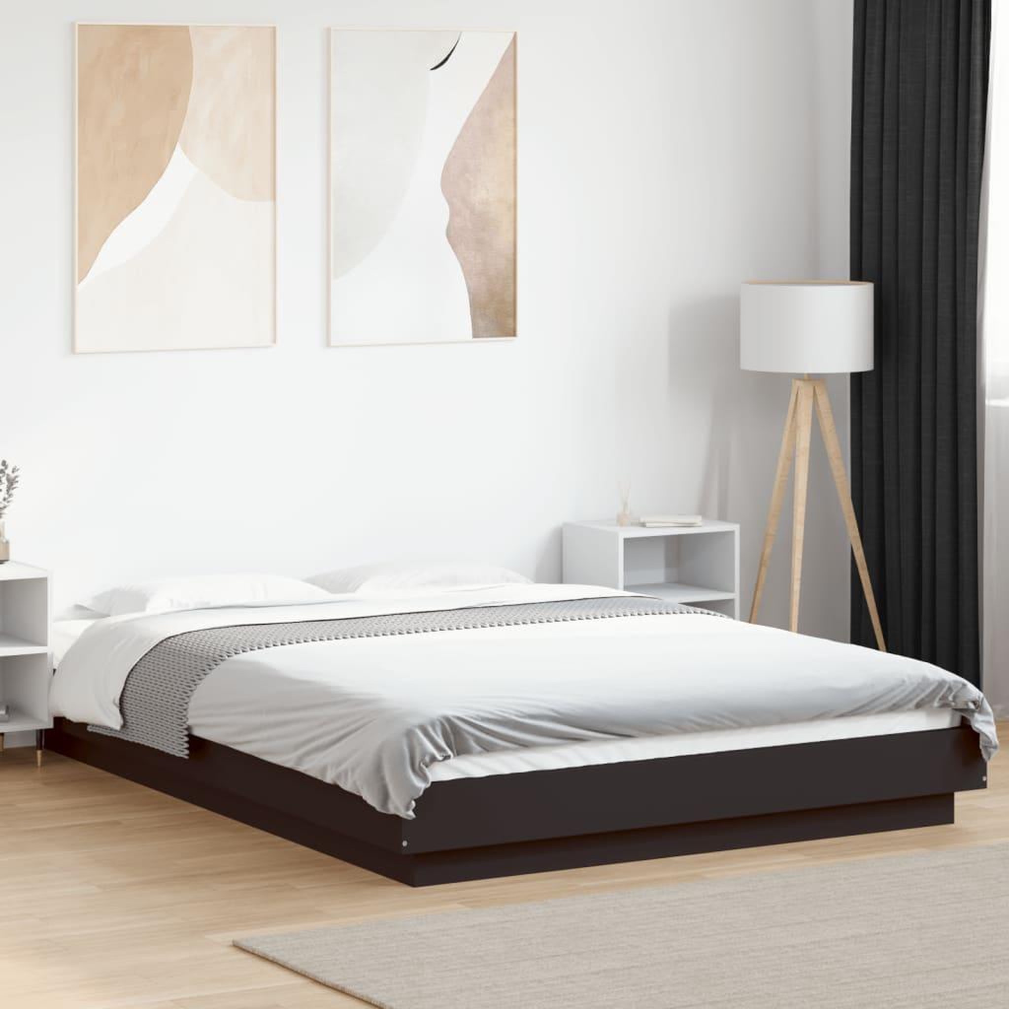VIDAXL Cadre de lit avec lumieres LED sans matelas noir 120x190cm