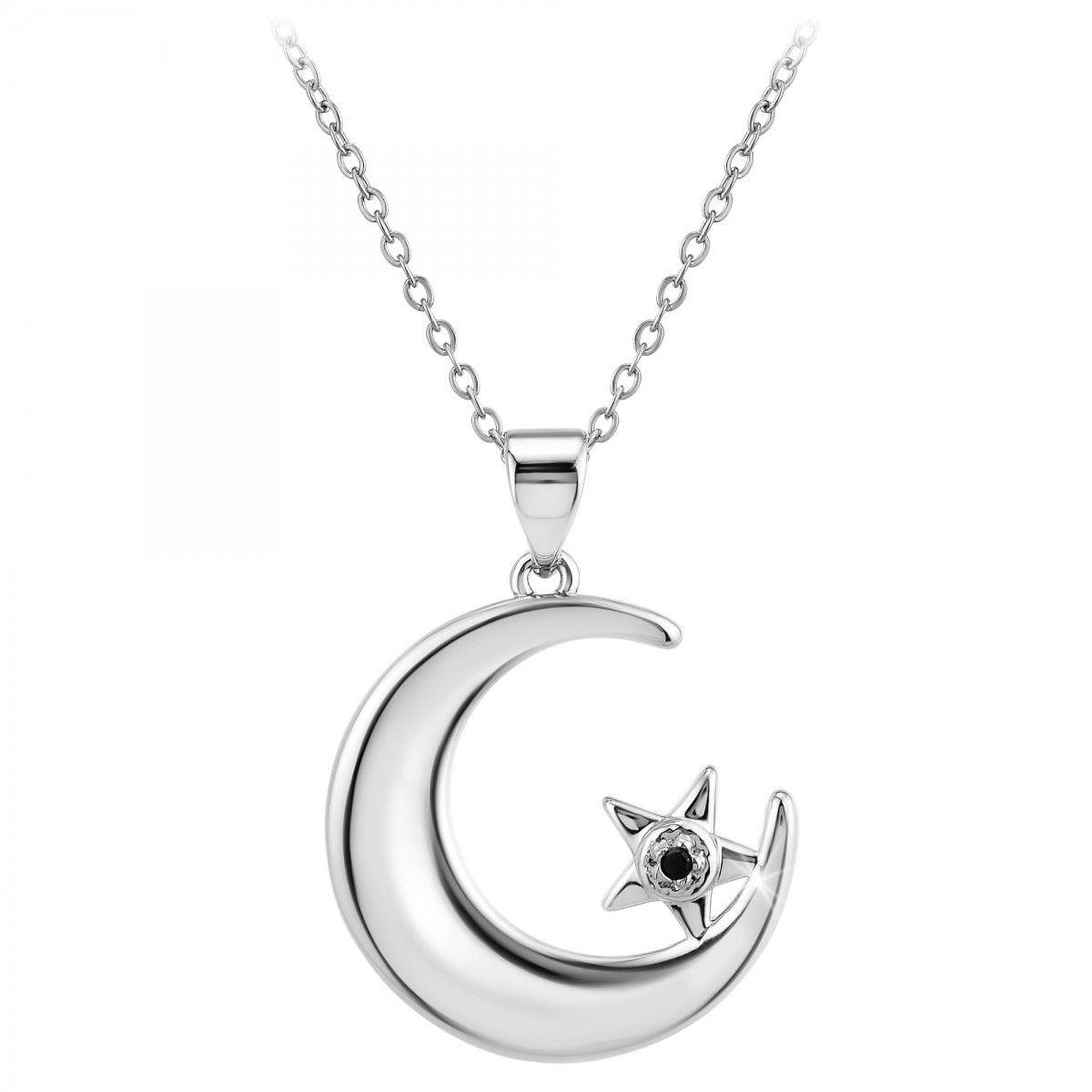 Voir la diapositive 1 : SC CRYSTAL Collier Lune par SC Crystal orné d'un véritable diamant noir
