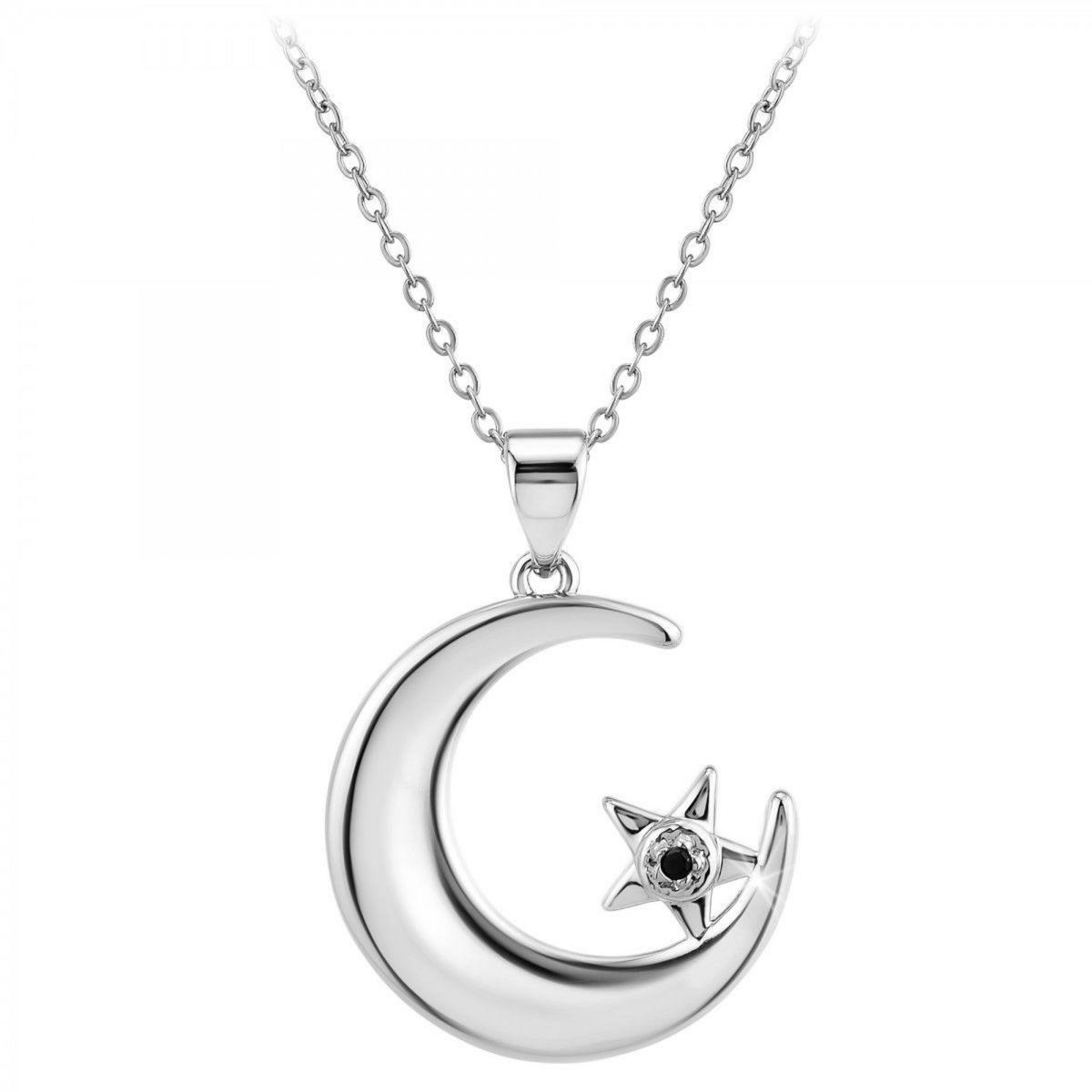 SC CRYSTAL Collier Lune par SC Crystal orné d'un véritable diamant noir