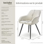 Voir la diapositive 6 : tectake Chaise de salle à manger rembourrée en velours côtelé crème/noir Lot de 6