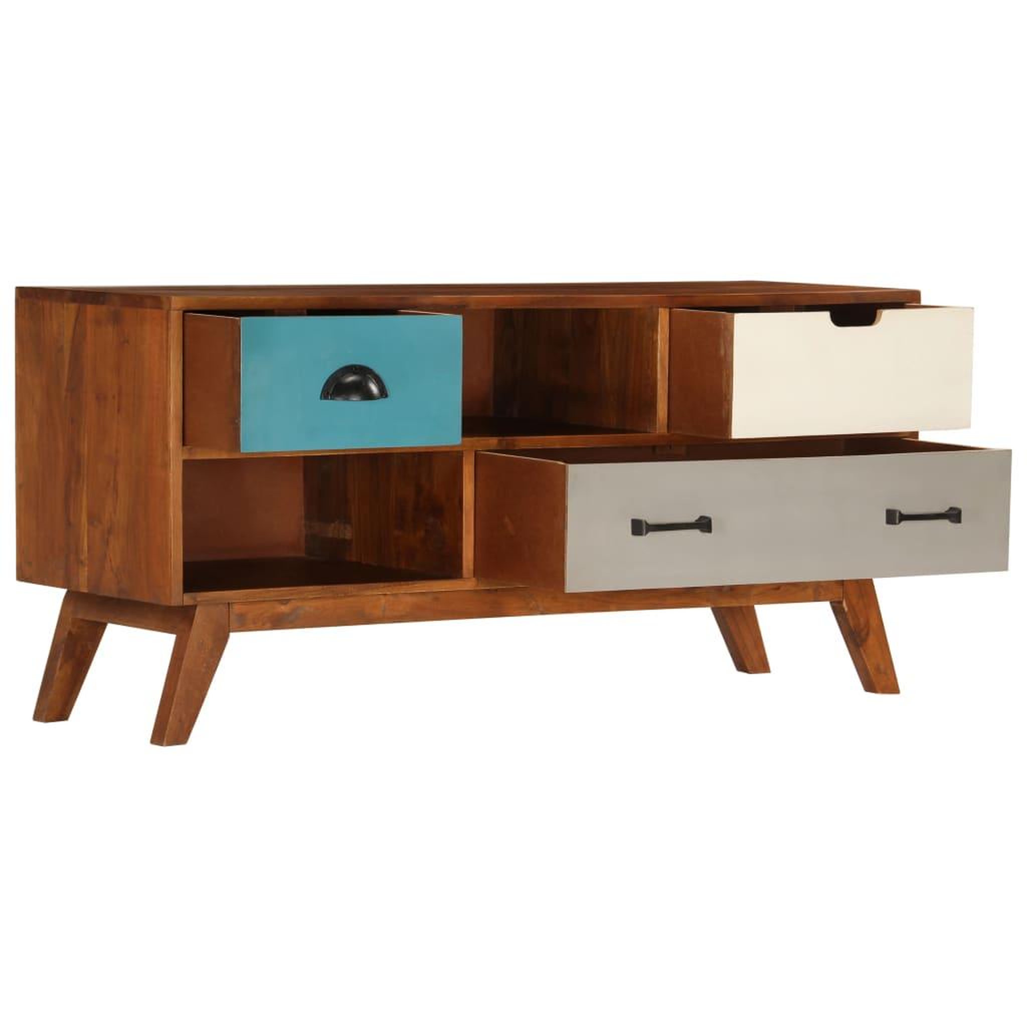 Voir la diapositive 5 : VIDAXL Meuble TV avec 3 tiroirs 110x35x50 cm Bois d'acacia solide