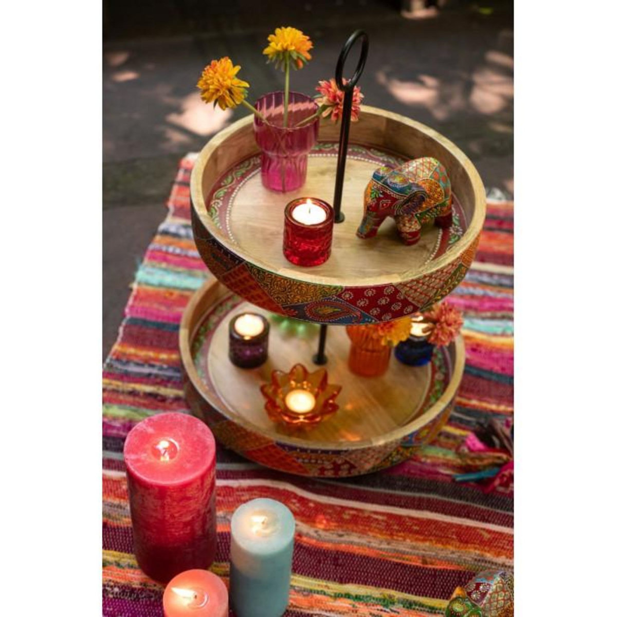 Paris Prix Plateau 2 Niveaux en Bois  Delhi  53cm Multicolore