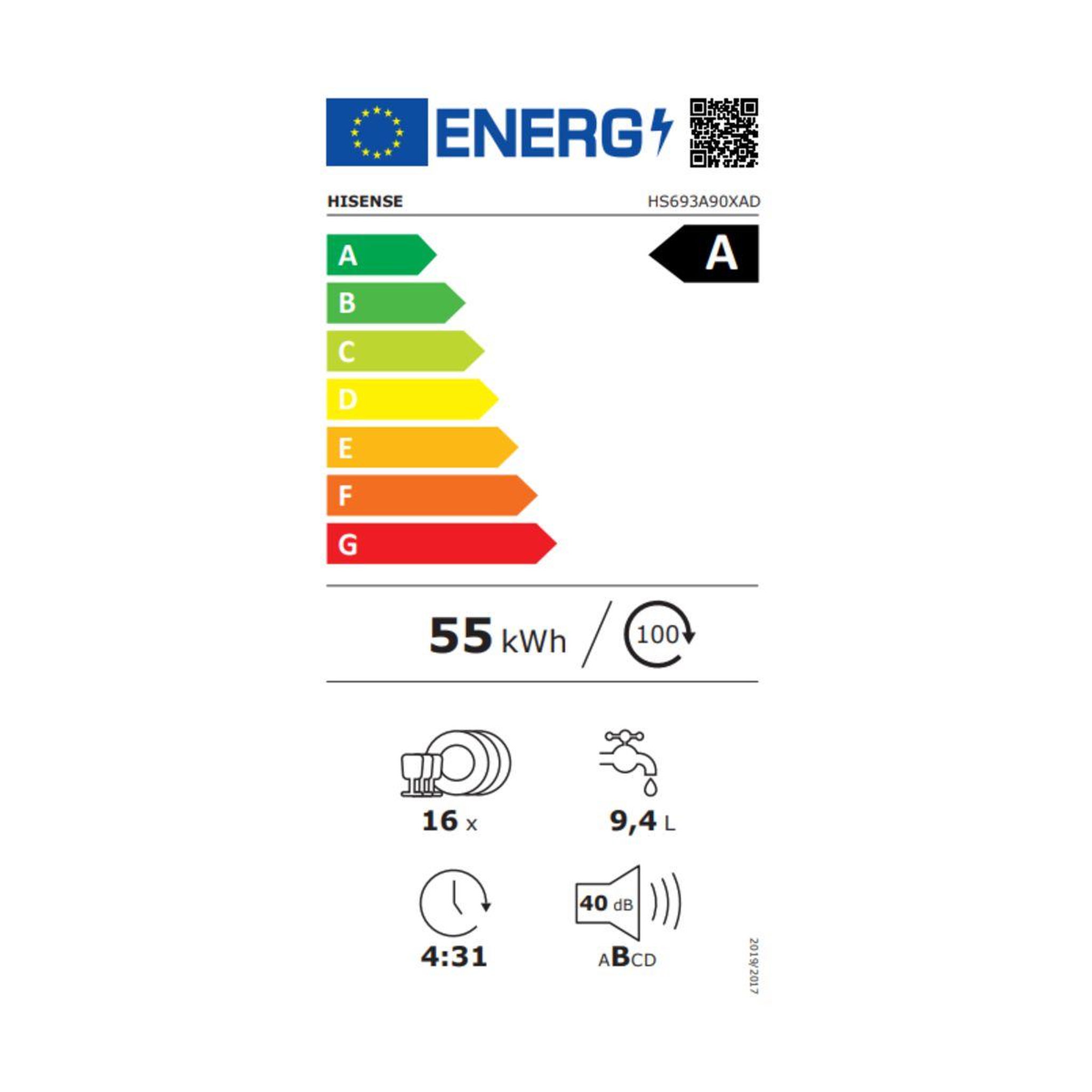 Voir la diapositive 6 : Hisense Lave vaisselle 60 cm hs693a90xad