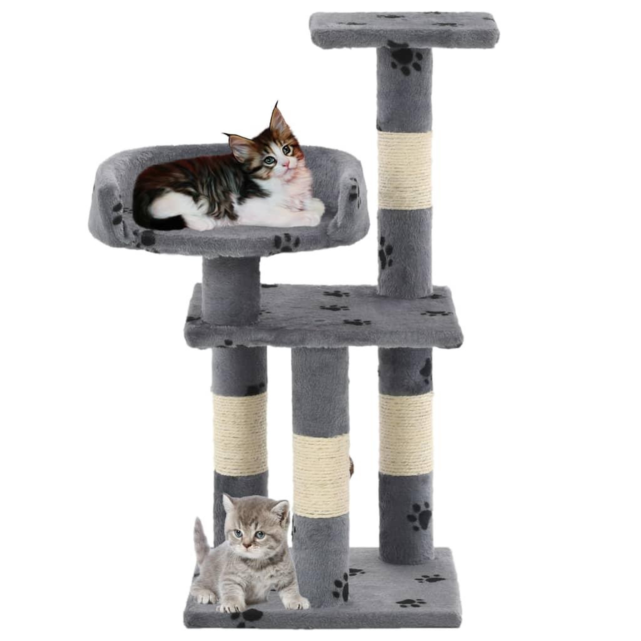 Voir la diapositive 2 : VIDAXL Arbre a chat et griffoir Sisal 65 cm Empreintes de pattes Gris