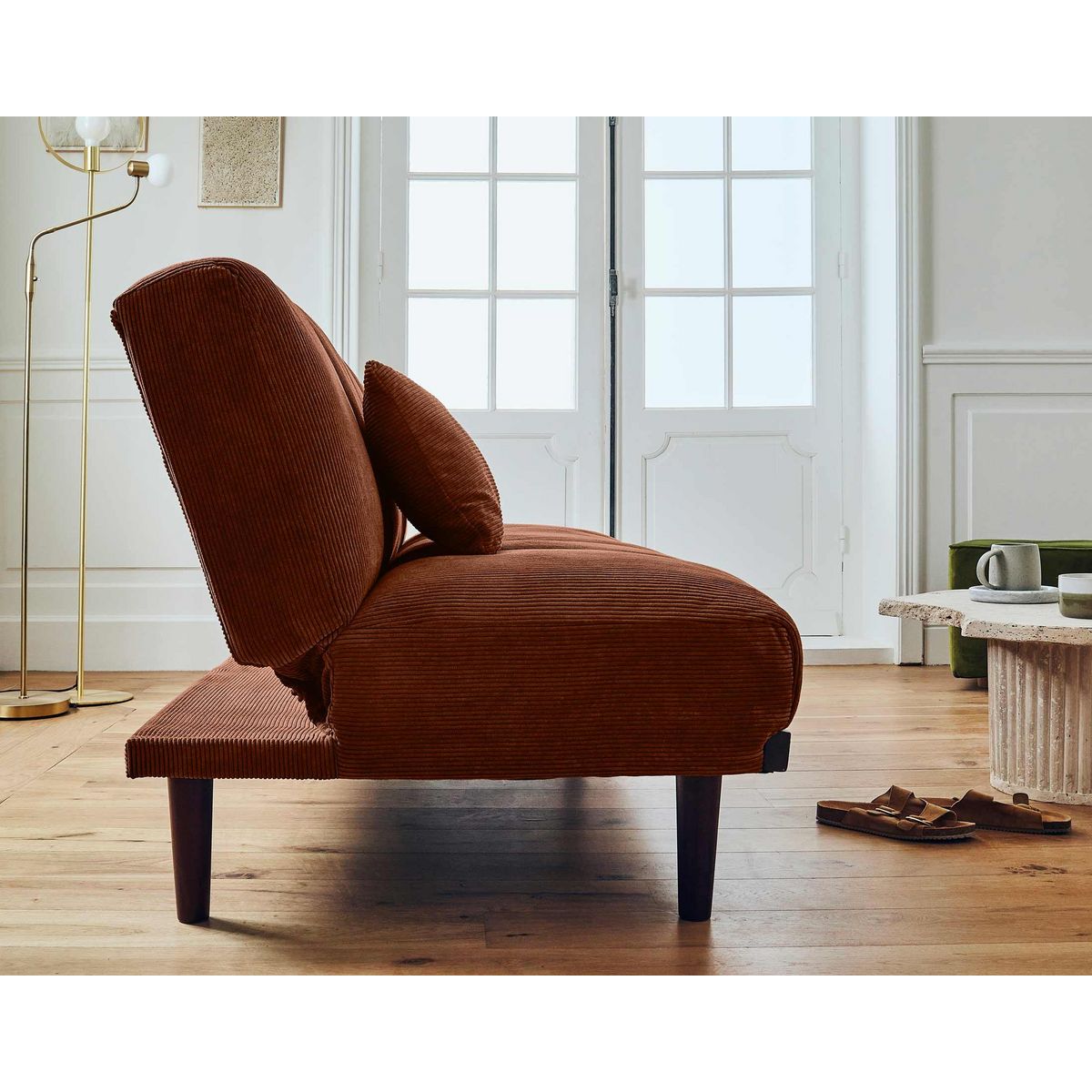 BEST MOBILIER Samarra - canapé convertible clic-clac 2 places - velours côtelé