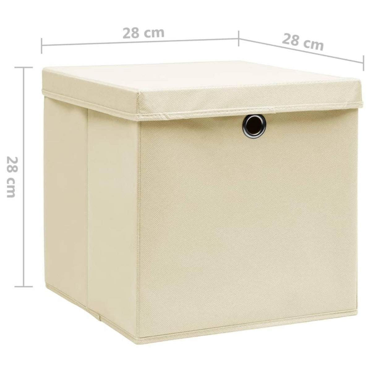 VIDAXL Boîtes de rangement avec couvercles 4 pcs 28x28x28 cm Creme