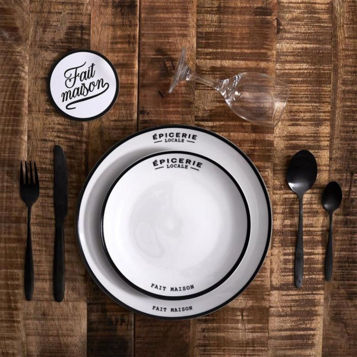 Paris Prix Lot de 6 Assiettes Plates  Épicerie  20cm Blanc