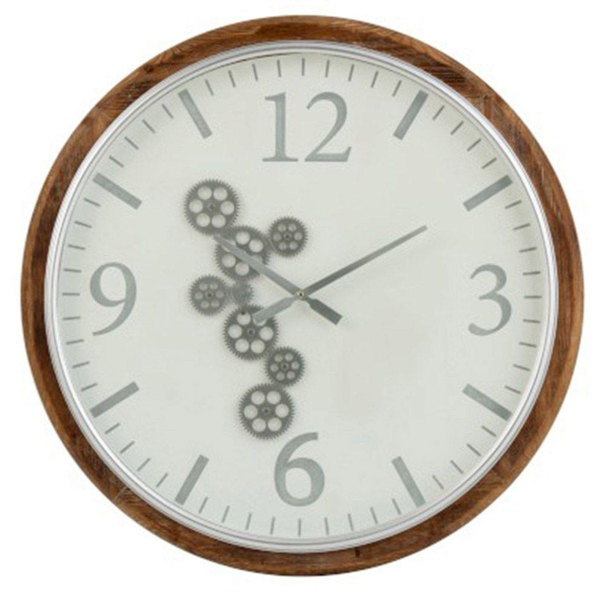 Voir la diapositive 1 : J-LINE Horloge murale ronde  engrenage  74cm blanc