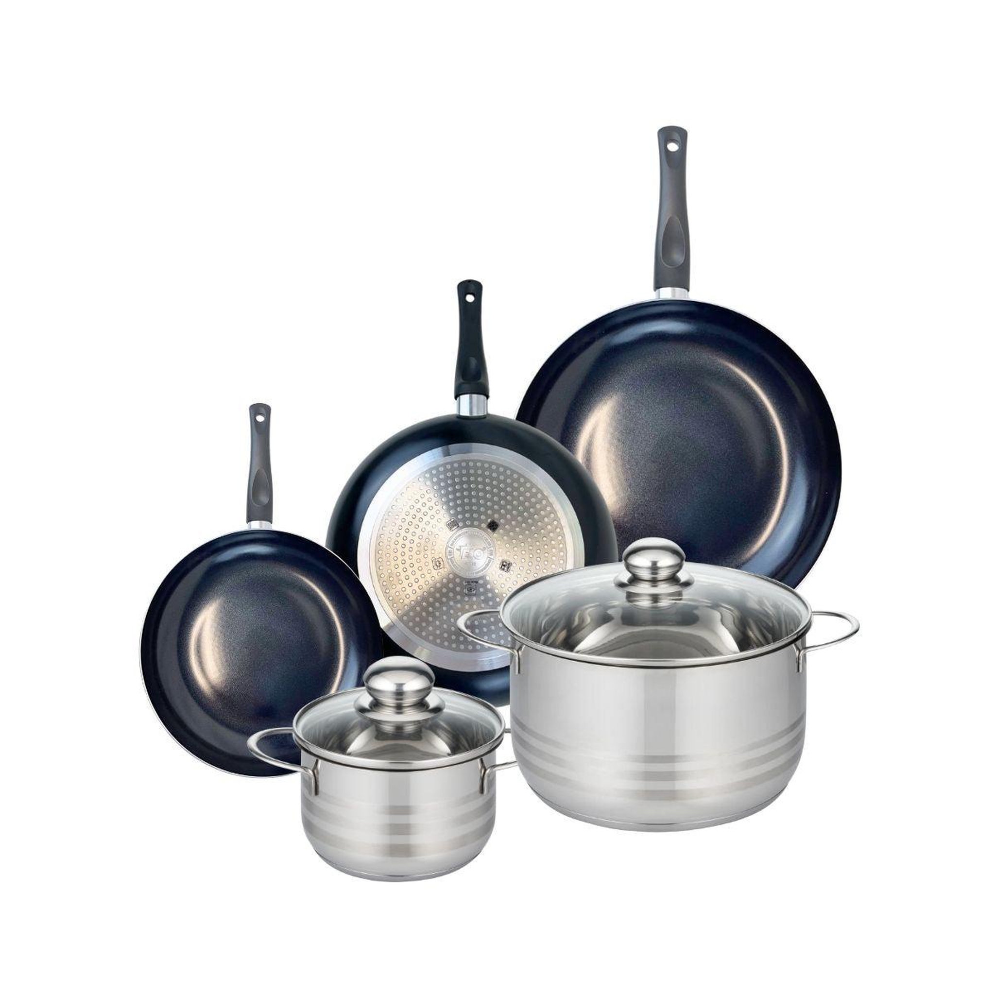 ELO Ensemble de 3 poêles de cuisson 20, 24 et 28 cm et 2 faitouts 16 et 24 cm elo prima brillant
