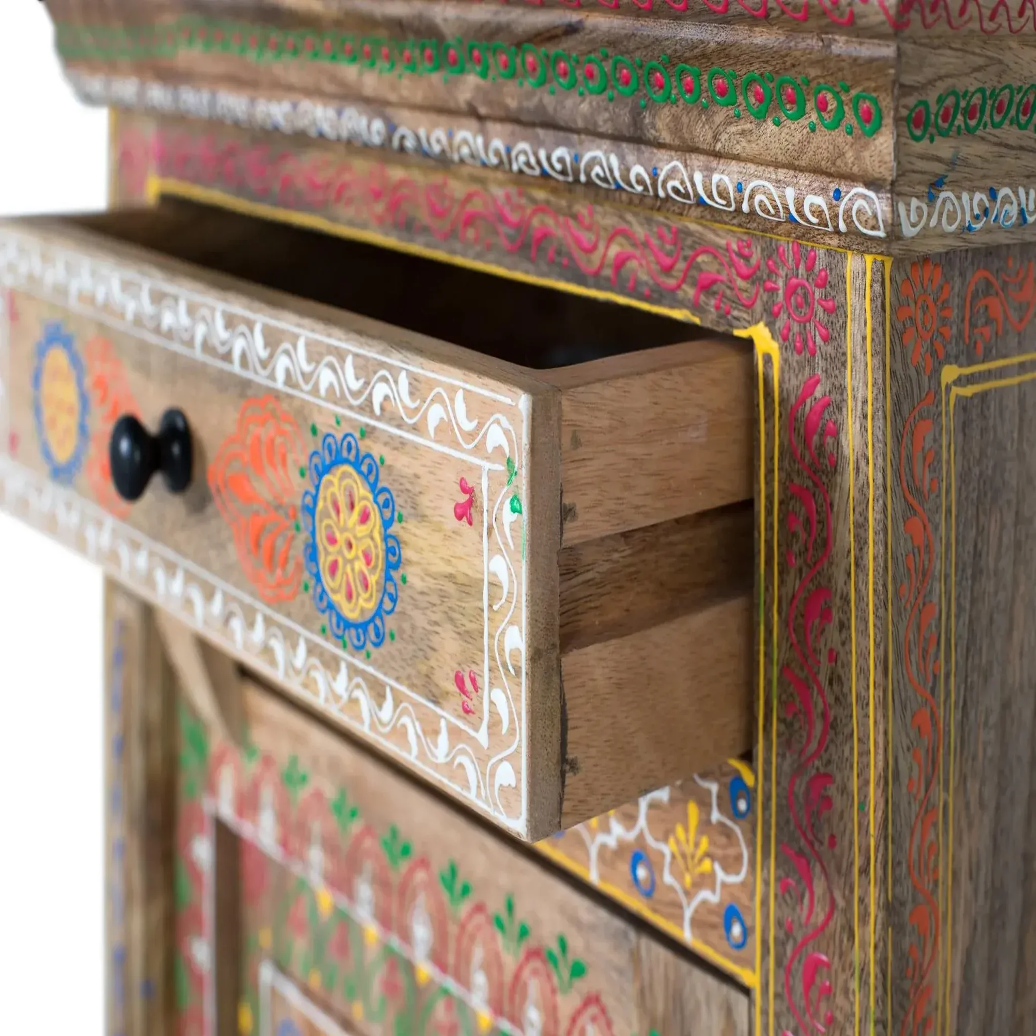 Voir la diapositive 6 : GINER Y COLOMER SL Table de chevet en bois de manguier 45 cm style artisanal ethnique