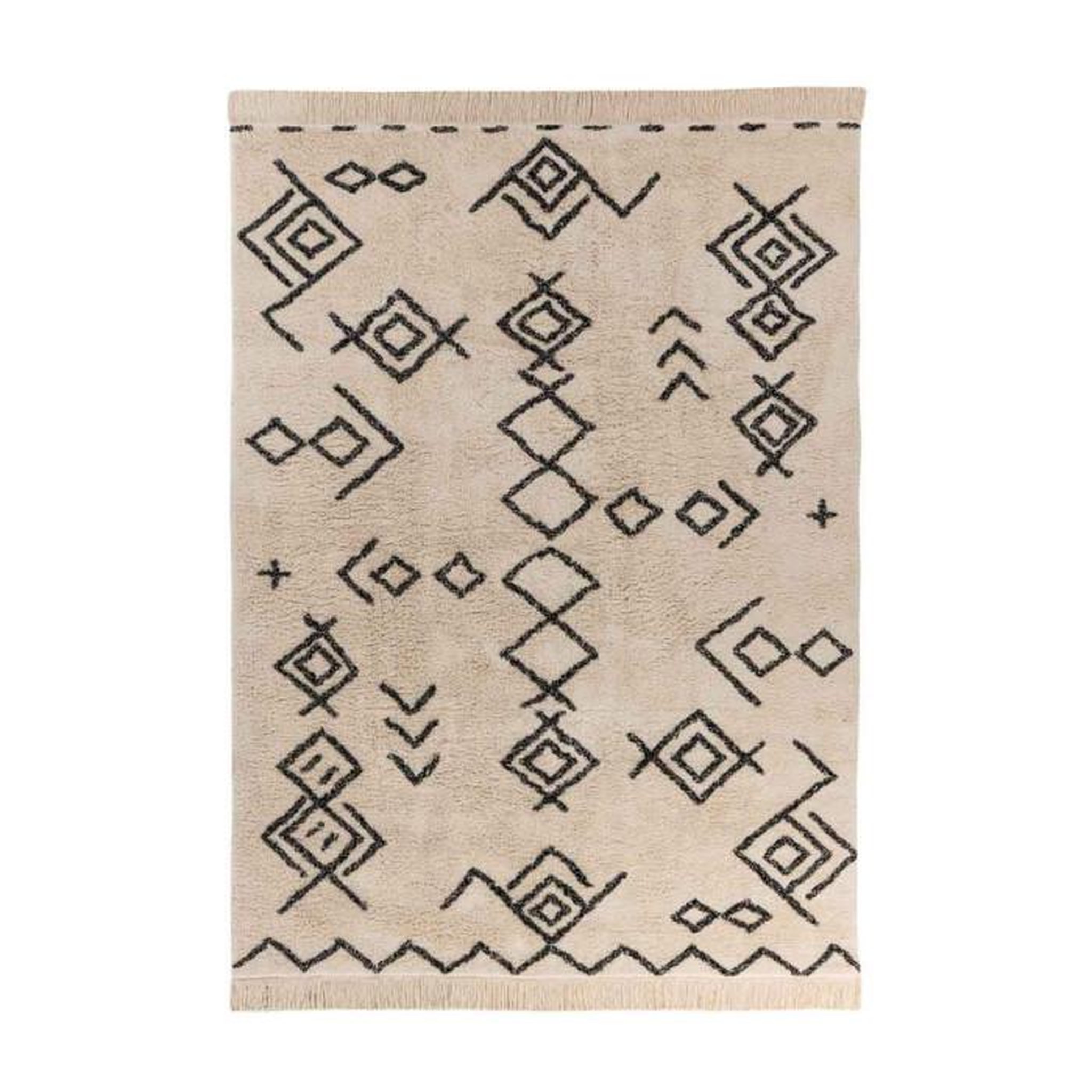 Paris Prix Tapis Tufté à la Main Ethnique  Mylen III  Beige & Noir. Coloris disponibles : Beige