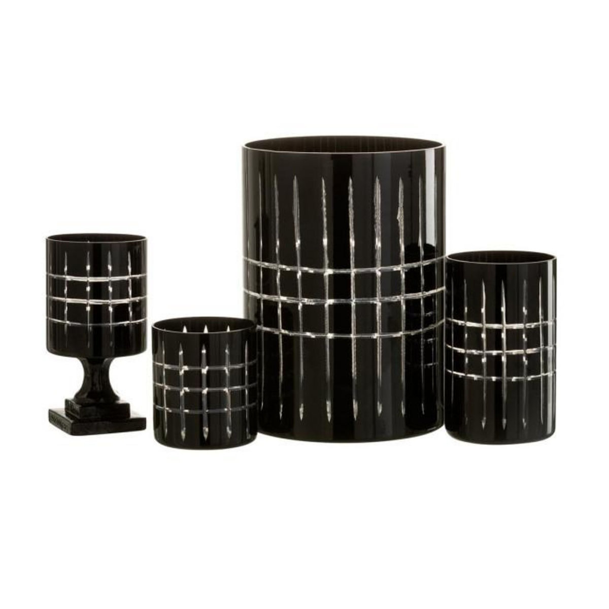 Paris Prix Photophore Design sur Pied  Carreaux  18cm Noir