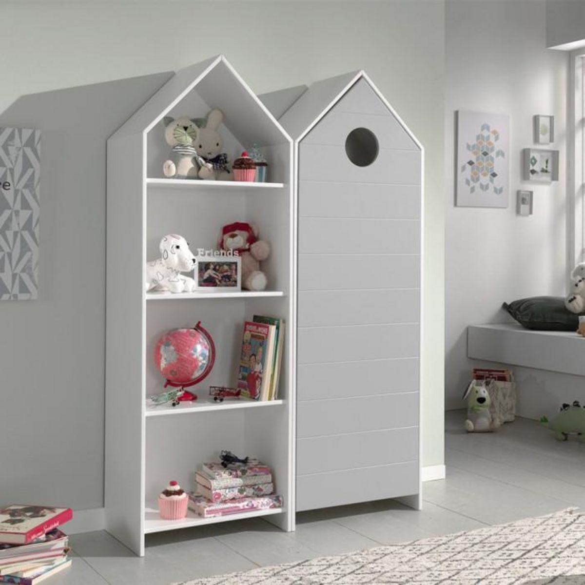 Paris Prix Armoire Enfant 4 Niveaux  Casami  171cm Gris