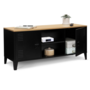 Voir la diapositive 4 : ID MARKET Meuble TV 113 cm ESTER 2 portes métal noir et plateau bois design industriel