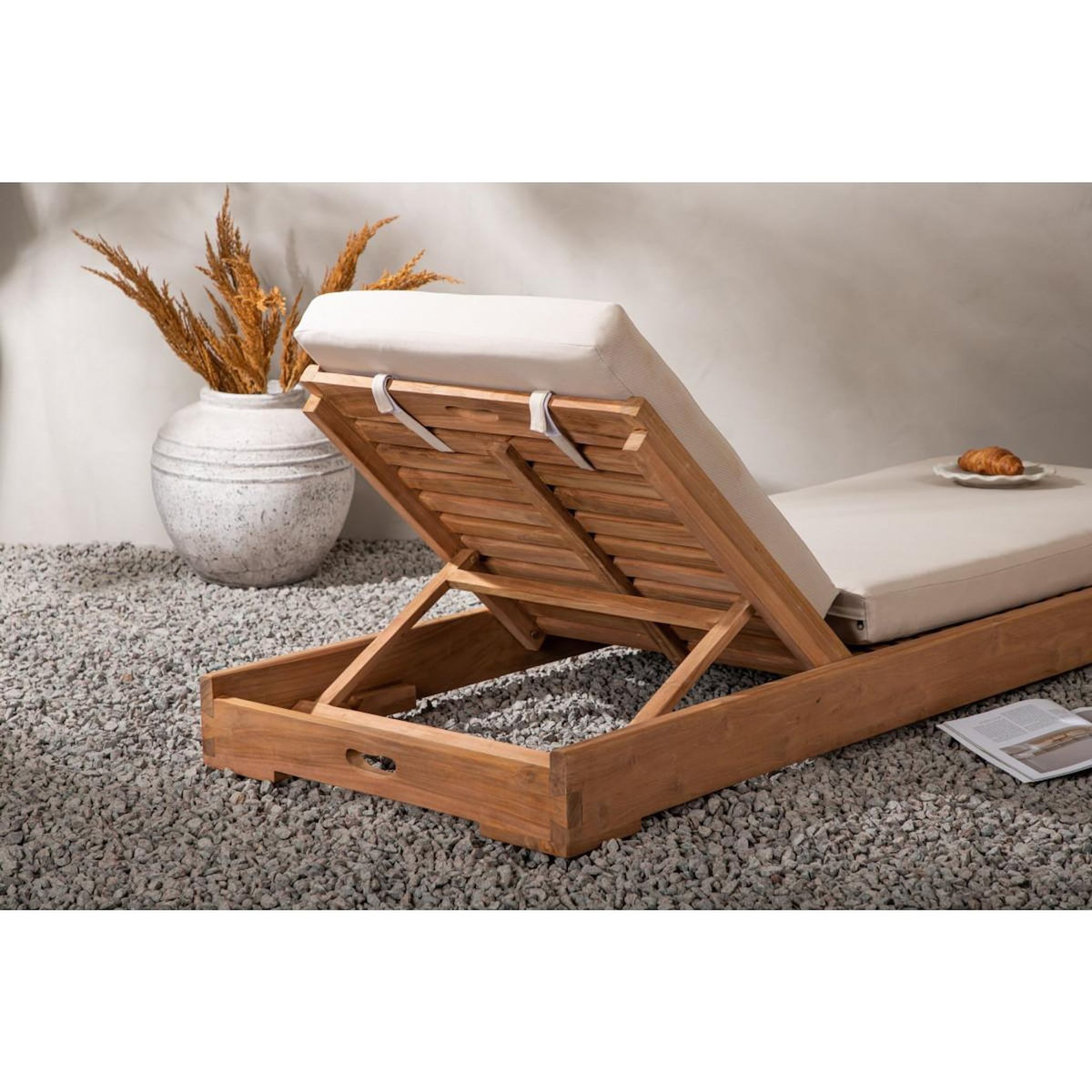 Paris Prix Bain de Soleil en Teck  Kenya  200cm Naturel & Beige