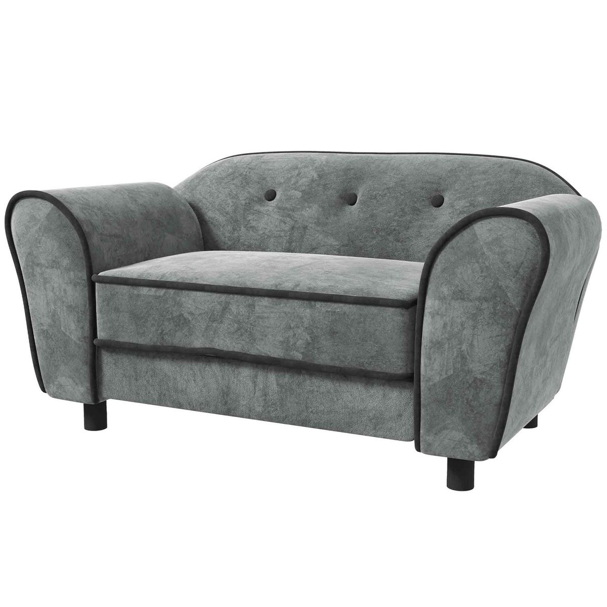 PAWHUT Canapé pour chien design - coussin déhoussable - dim. 74L x 41l x 32,5H cm - velours gris