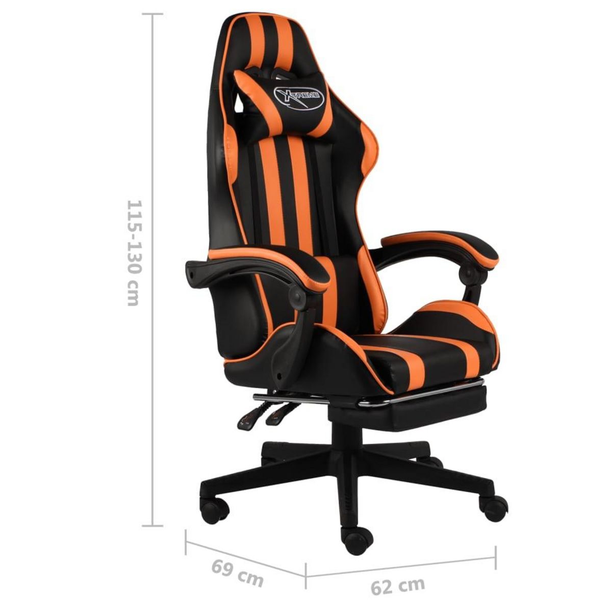 VIDAXL Fauteuil de jeux video et repose-pied Noir et orange Similicuir