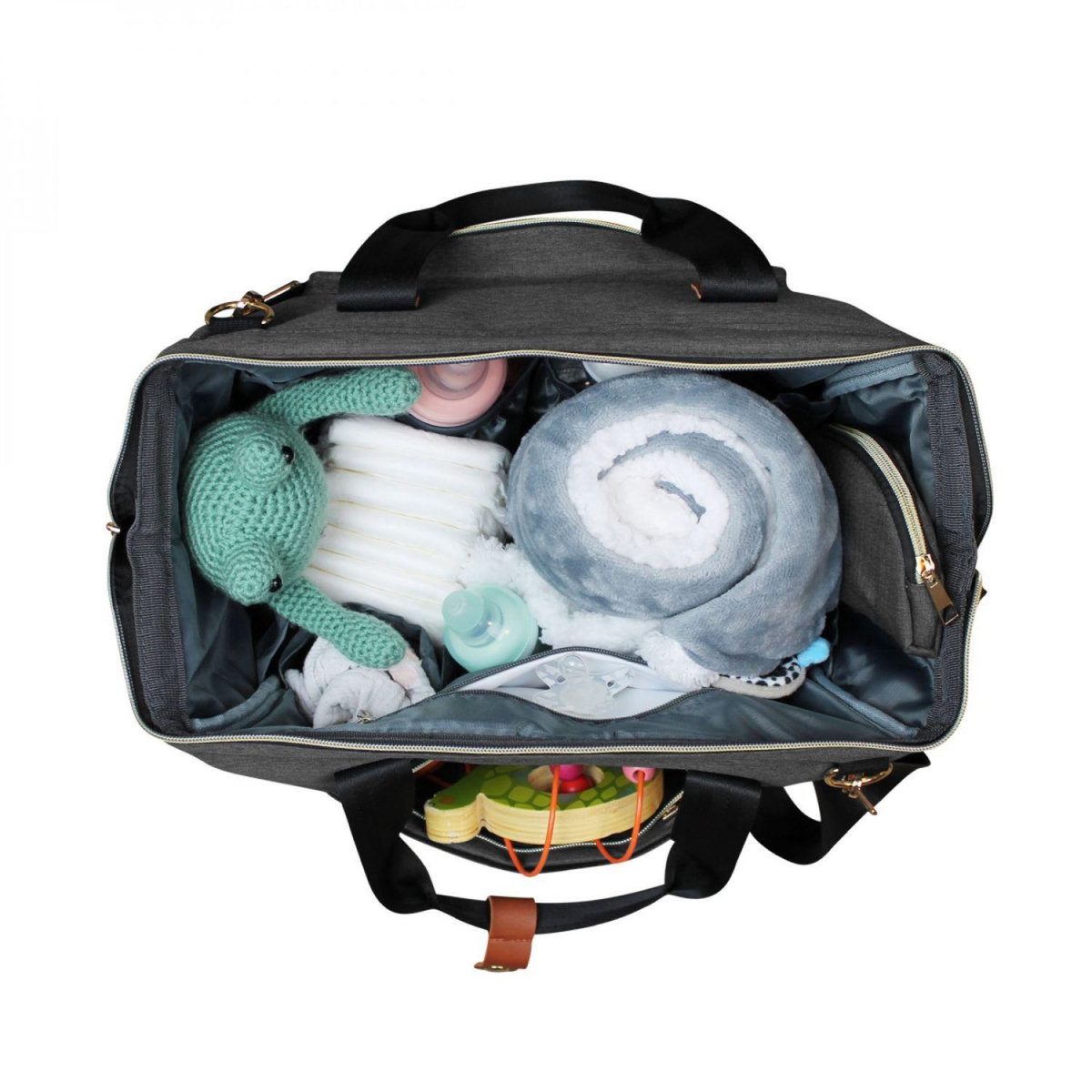 Monsieur Bébé Sac à langer multifonction pour bébé 12 poches avec trousse isotherme - 47 x 30 x 18.5 cm
