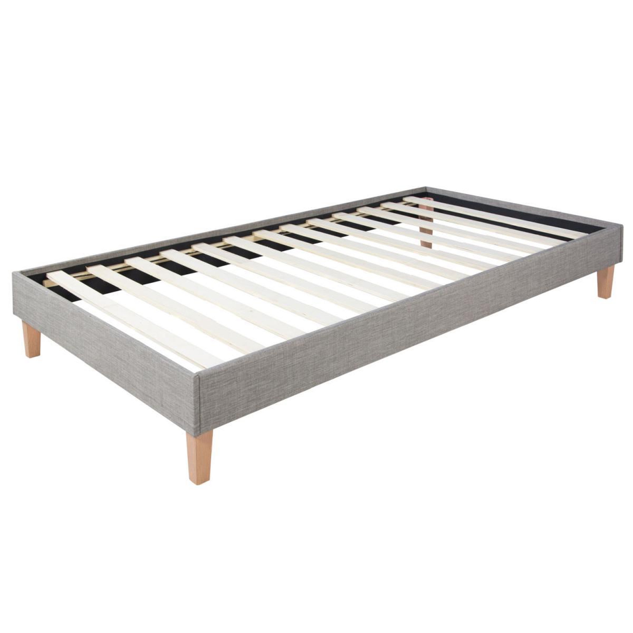 HomeStyle4U Cadre de Lit Simple 90 x 200 Gris Sommier à Lattes