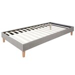 HomeStyle4U Cadre de Lit Simple 90 x 200 Gris Sommier à Lattes