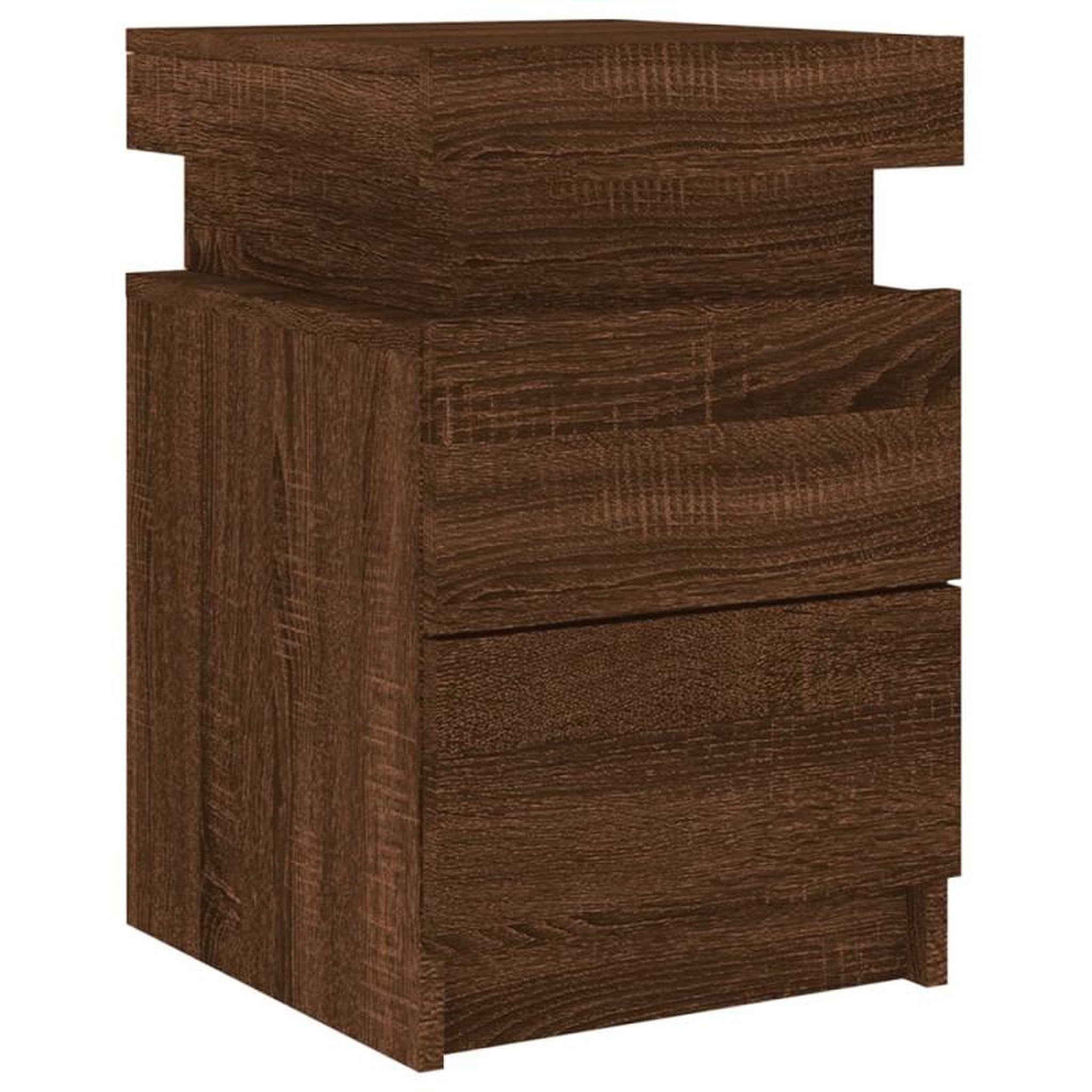 Voir la diapositive 6 : VIDAXL Tables de chevet et lumières LED 2 pcs chêne marron 35x39x55 cm