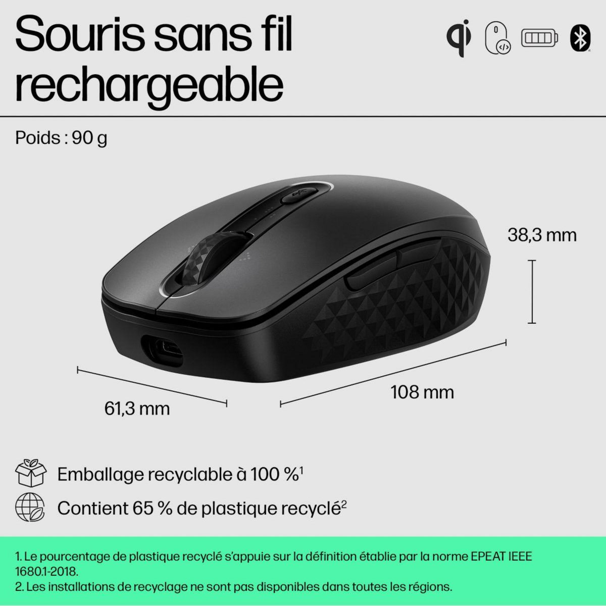 HP Souris sans fil rechargeable 690 rechargeable