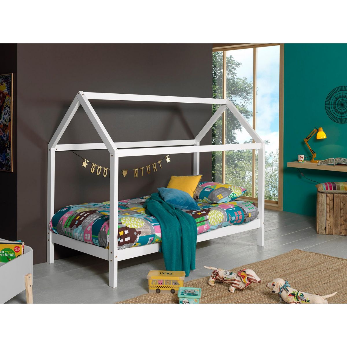 Lit cabane en bois massif 90x200 cm ATLANTA