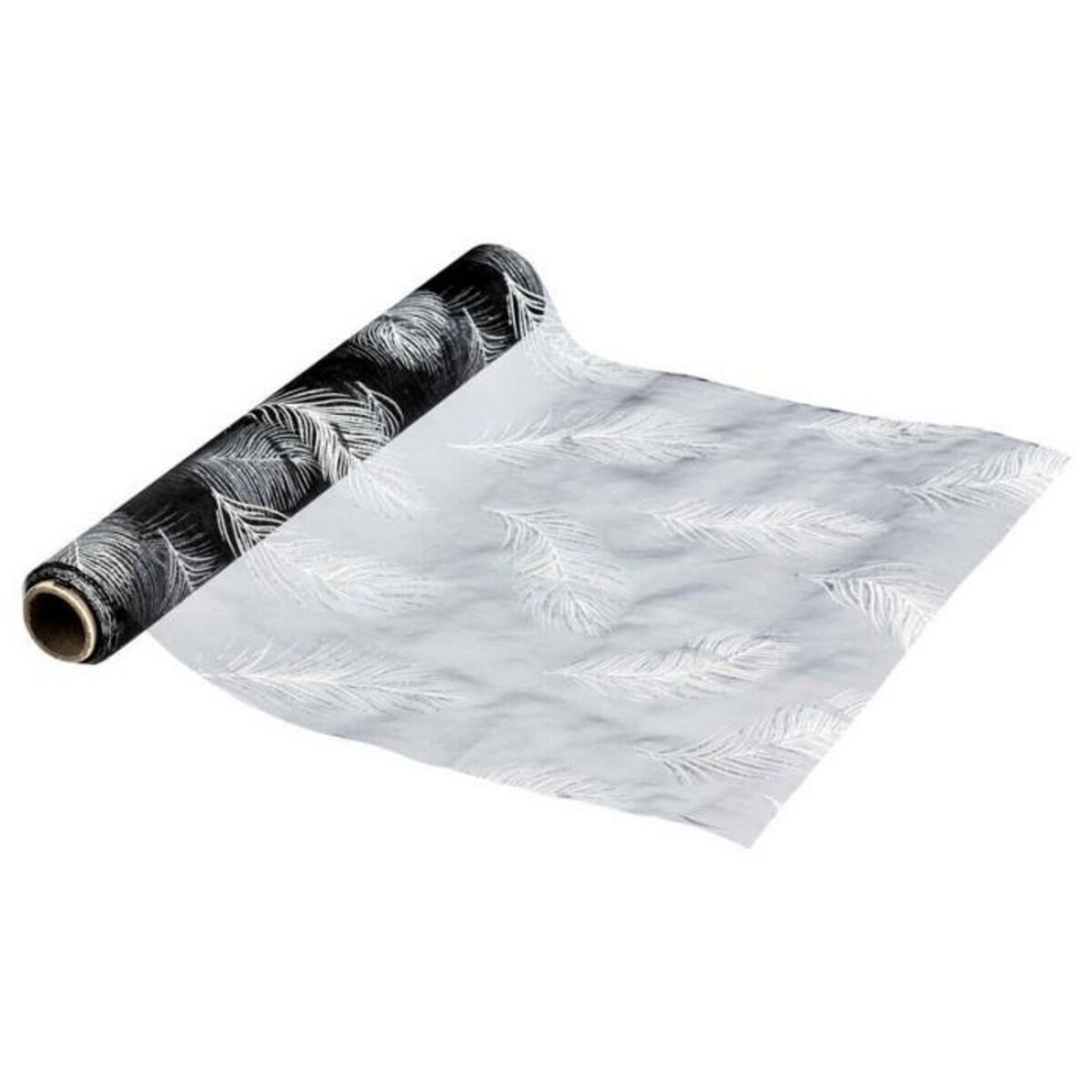 FEERIC LIGHT & CHRISTMAS Chemin de Table Plumes  Colorama  28x500cm Noir