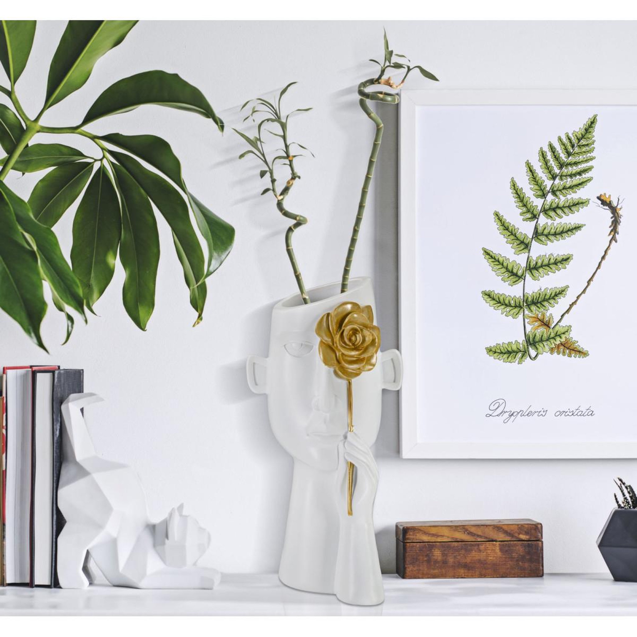 Voir la diapositive 5 : Paris Prix Vase déco visage en résine  fiore  27cm blanc