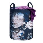 Wenko Panier à linge design fleuri Peony - Diam. 35 x H. 45 cm - Noir