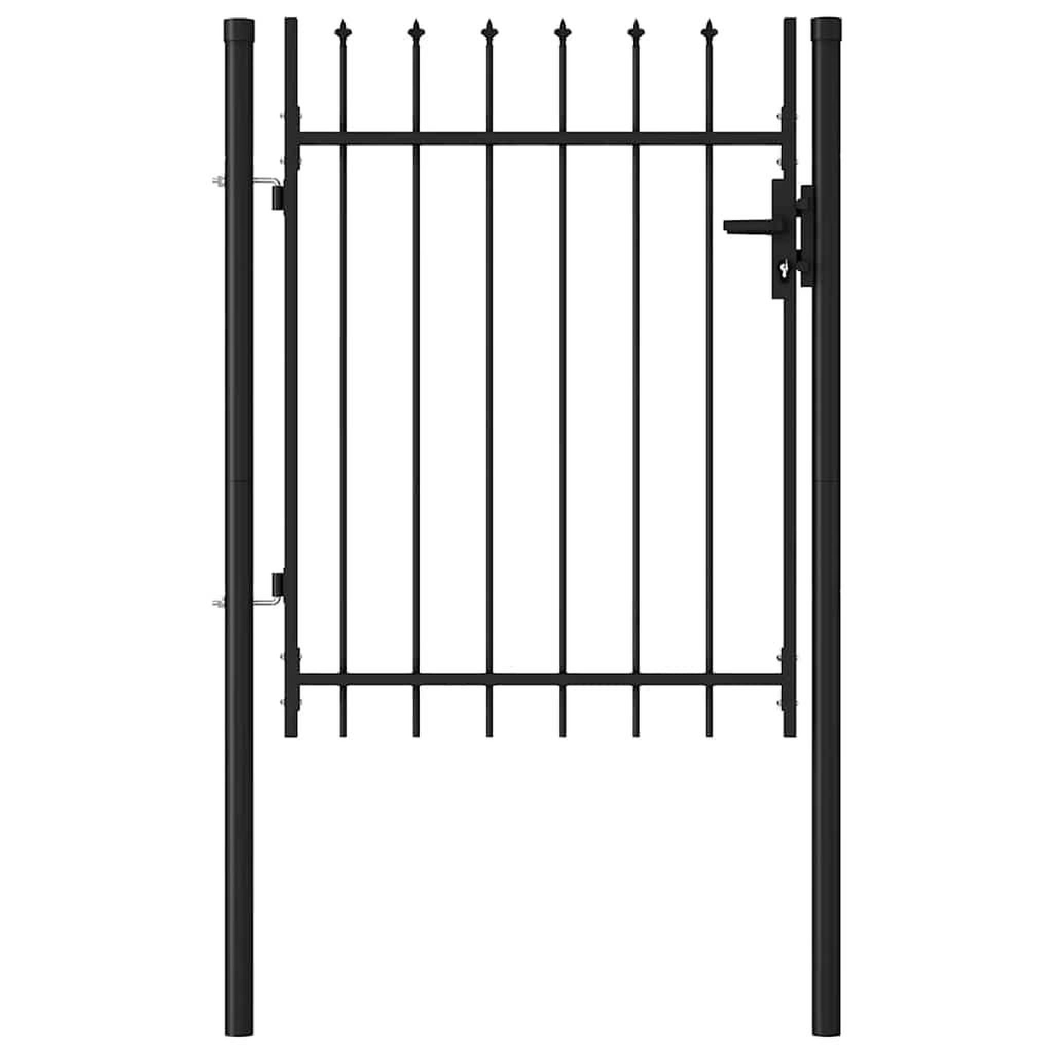 Voir la diapositive 4 : VIDAXL Portail de cloture boxtel a une porte avec pointes superieures, acier 1 x 1,2 m, noir