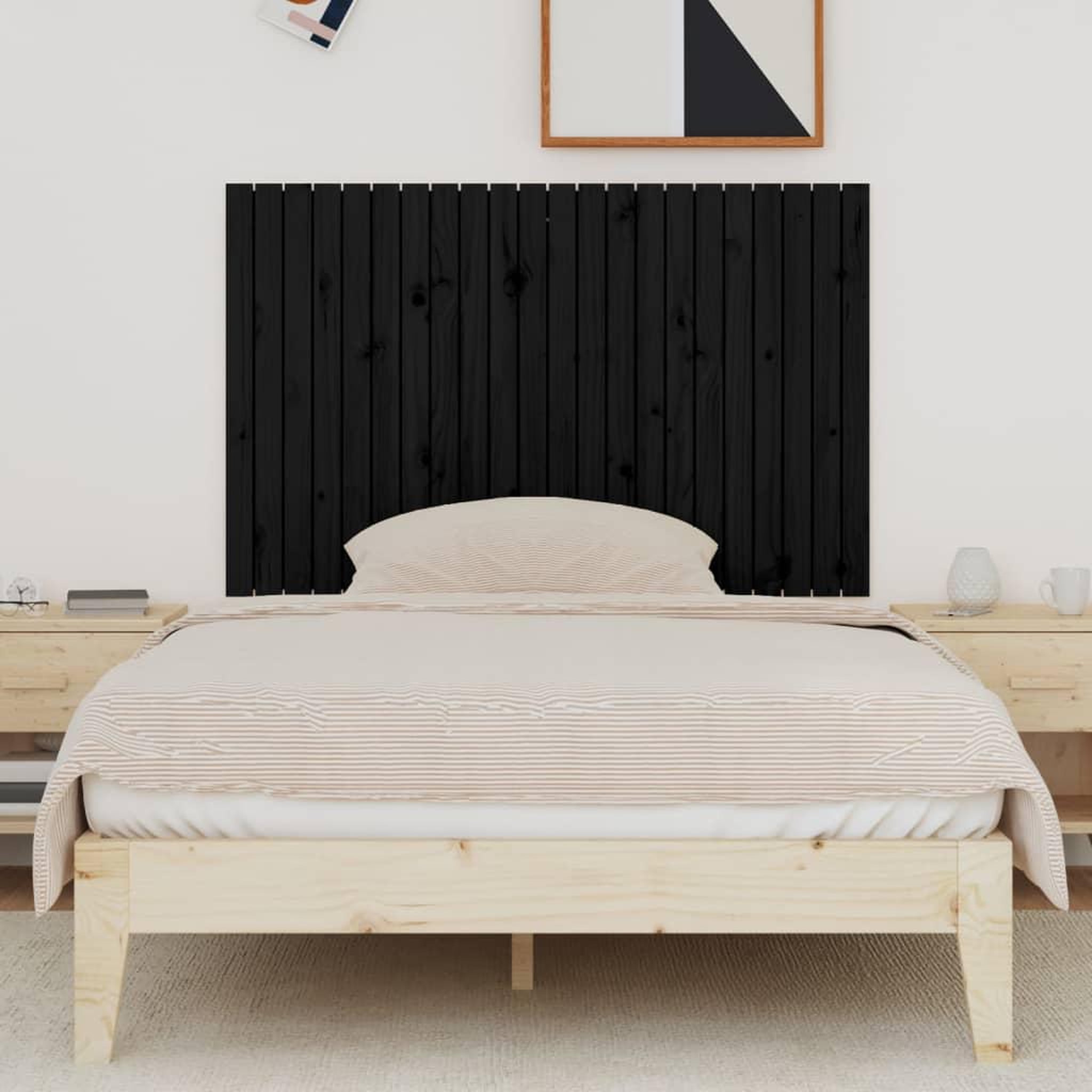 Voir la diapositive 3 : VIDAXL Tete de lit murale Noir 140x3x90 cm Bois massif de pin