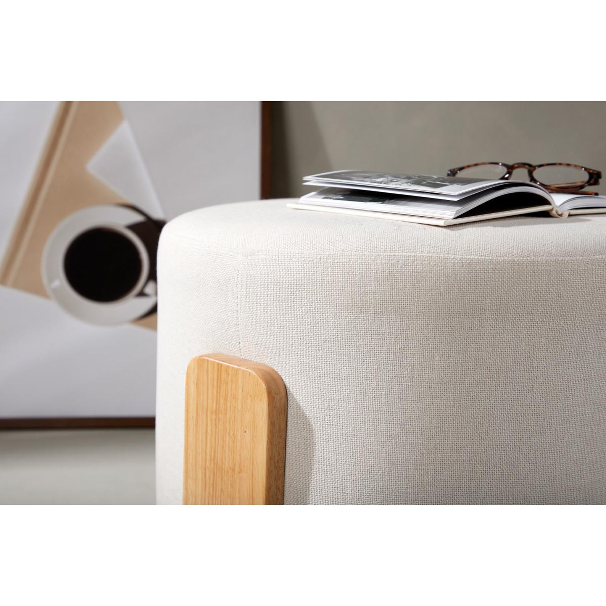 Voir la diapositive 6 : Paris Prix Pouf design en tissu  coffey  52cm naturel