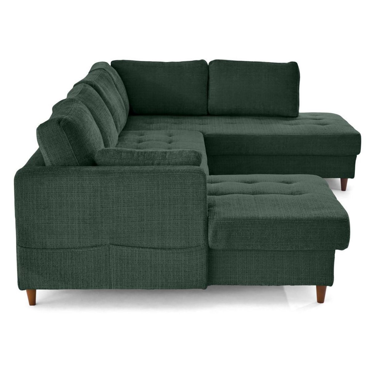 LISA DESIGN Anna - canapé panoramique d'angle droit 7 places convertible avec coffre en velours texturé