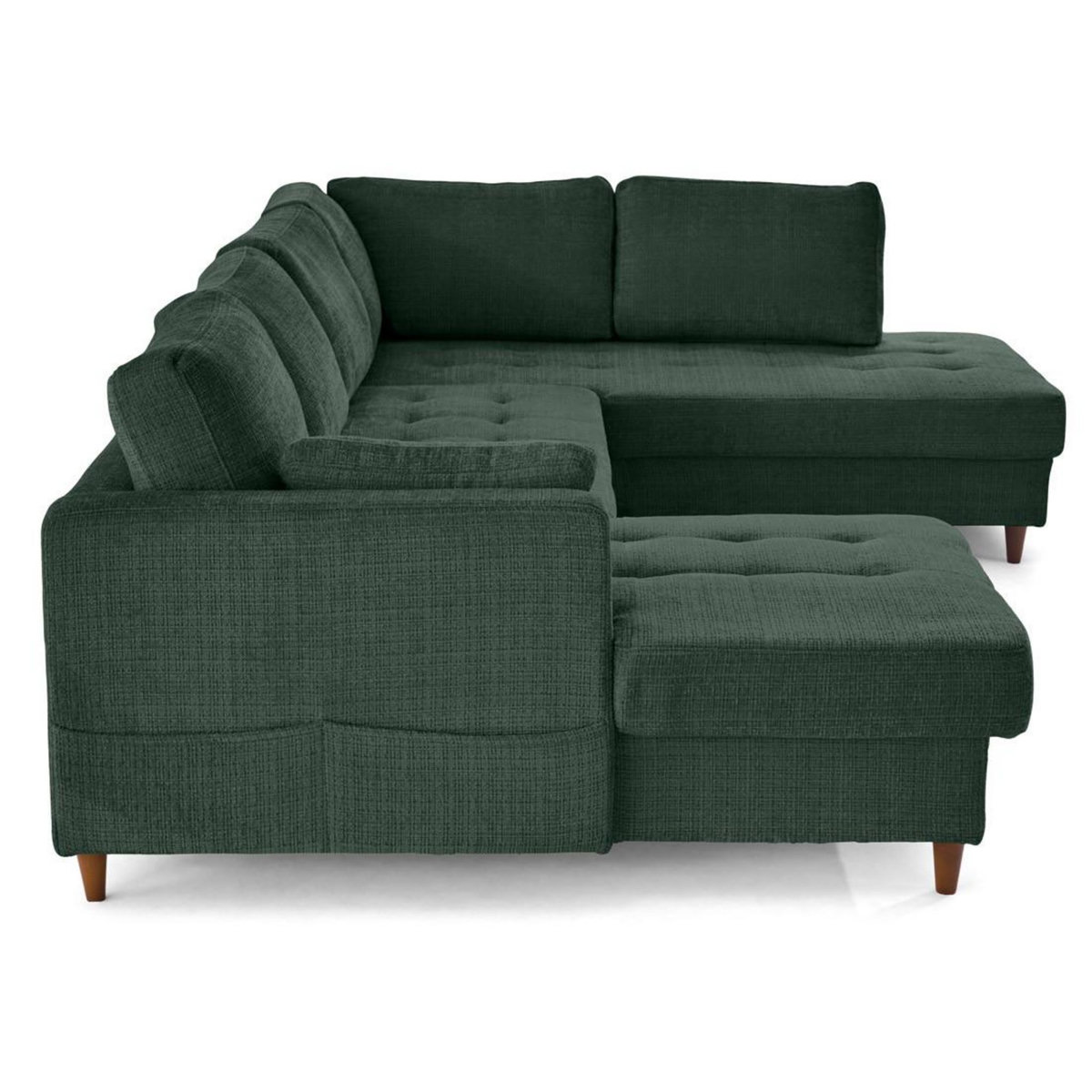 LISA DESIGN Anna - canapé panoramique d'angle droit 7 places convertible avec coffre en velours texturé