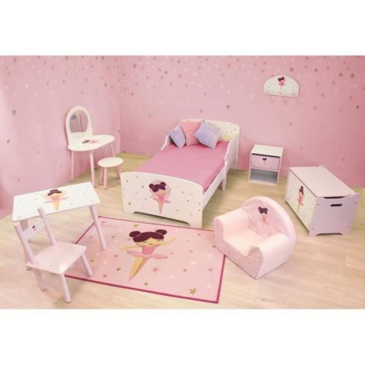 Fun House Coiffeuse avec tabouret - Danseuse Ballerine - FUN HOUSE - H.48 X L.60 X P.40 / H.27 X L.28 X P.28 cm