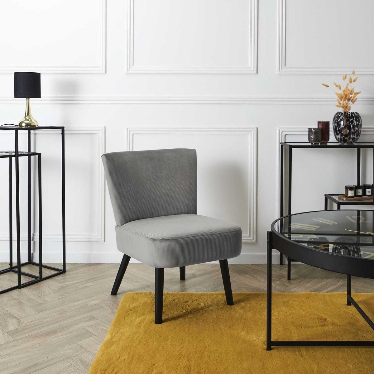 The Home Deco Factory Fauteuil crapaud en velours Giulia