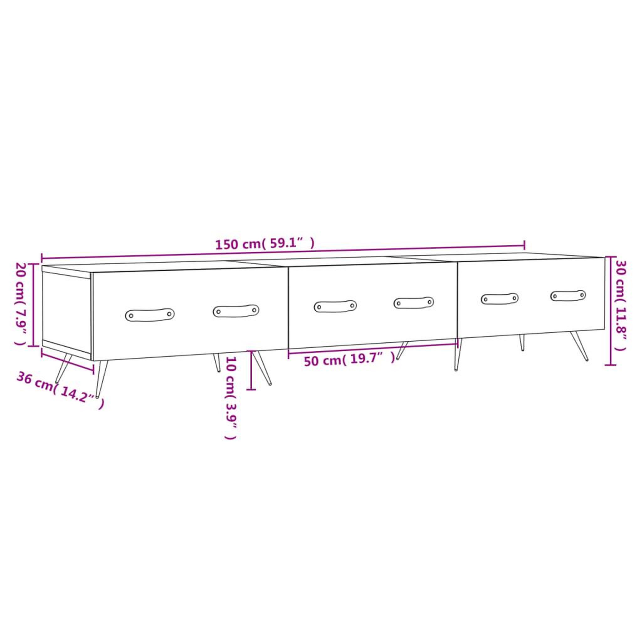 Voir la diapositive 6 : VIDAXL Meuble TV blanc brillant 150x36x30 cm bois d'ingenierie