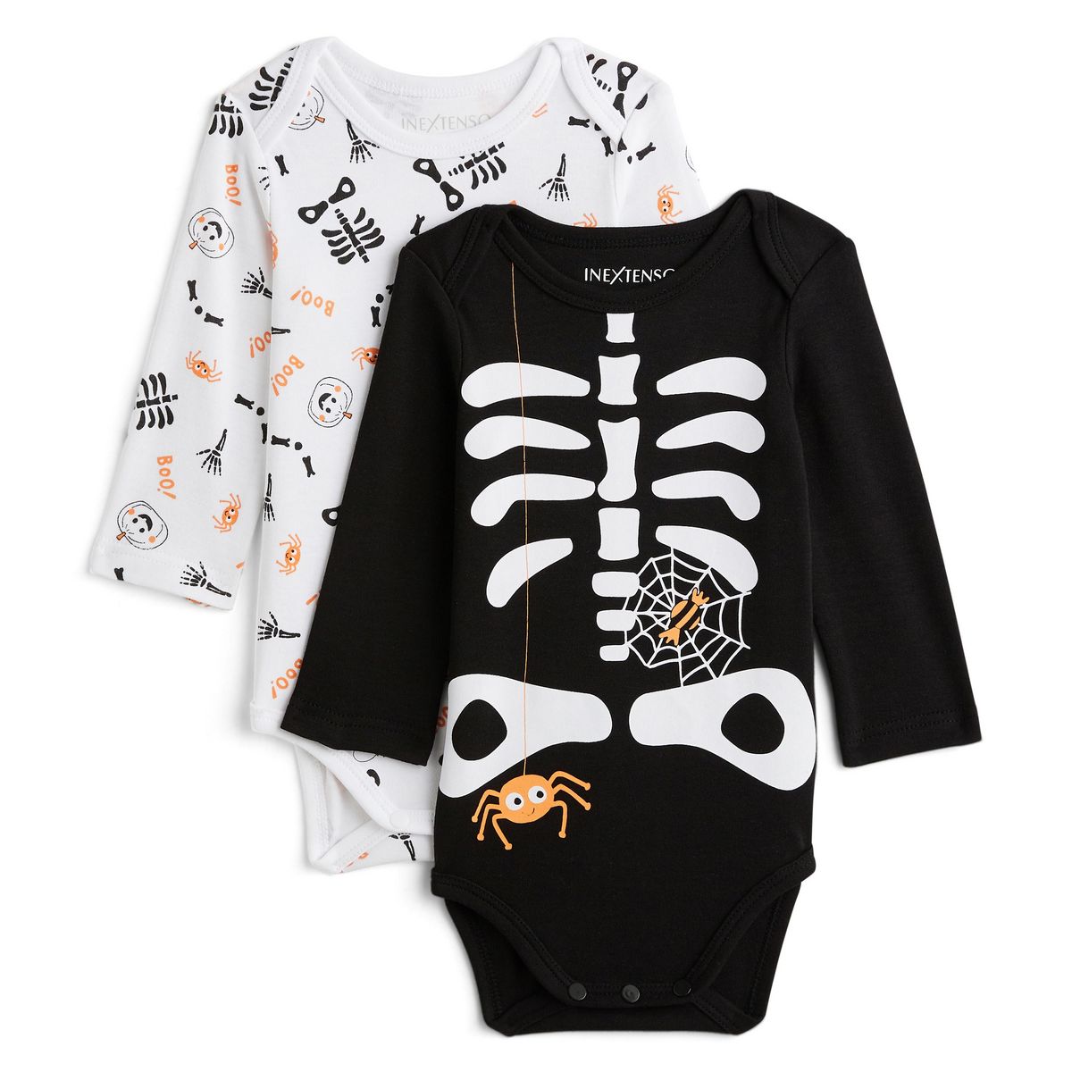 IN EXTENSO Lot de 2 bodies manches longues squelettes halloween bébé