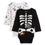 Voir la diapositive 1 : IN EXTENSO Lot de 2 bodies manches longues squelettes halloween bébé