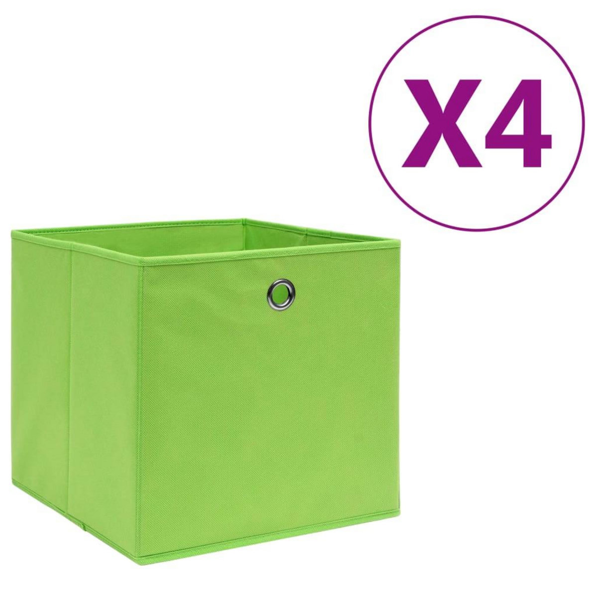 VIDAXL Boîtes de rangement 4 pcs Tissu intisse 28x28x28 cm Vert