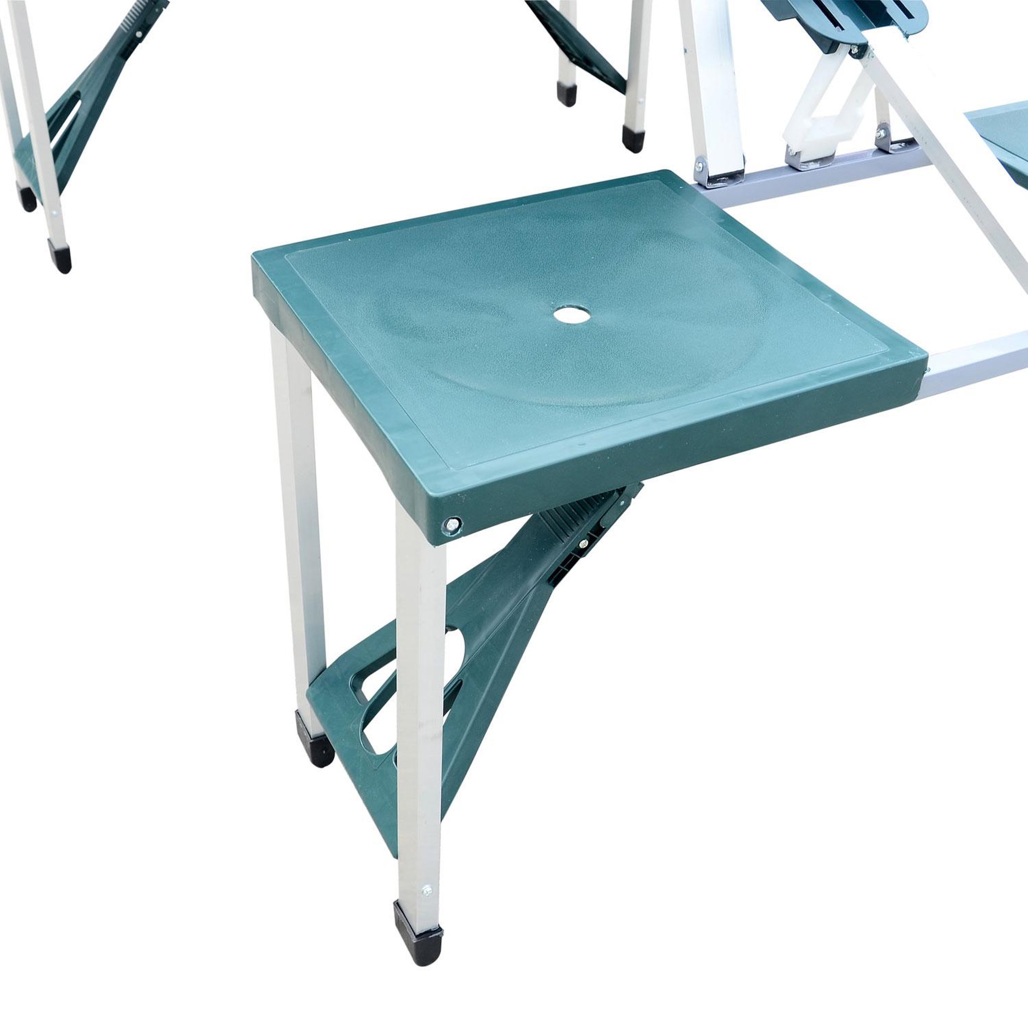Voir la diapositive 6 : OUTSUNNY Table de camping pique nique pliante portable 4 personnes 85L x 65l x 65H cm aluminium plastique vert