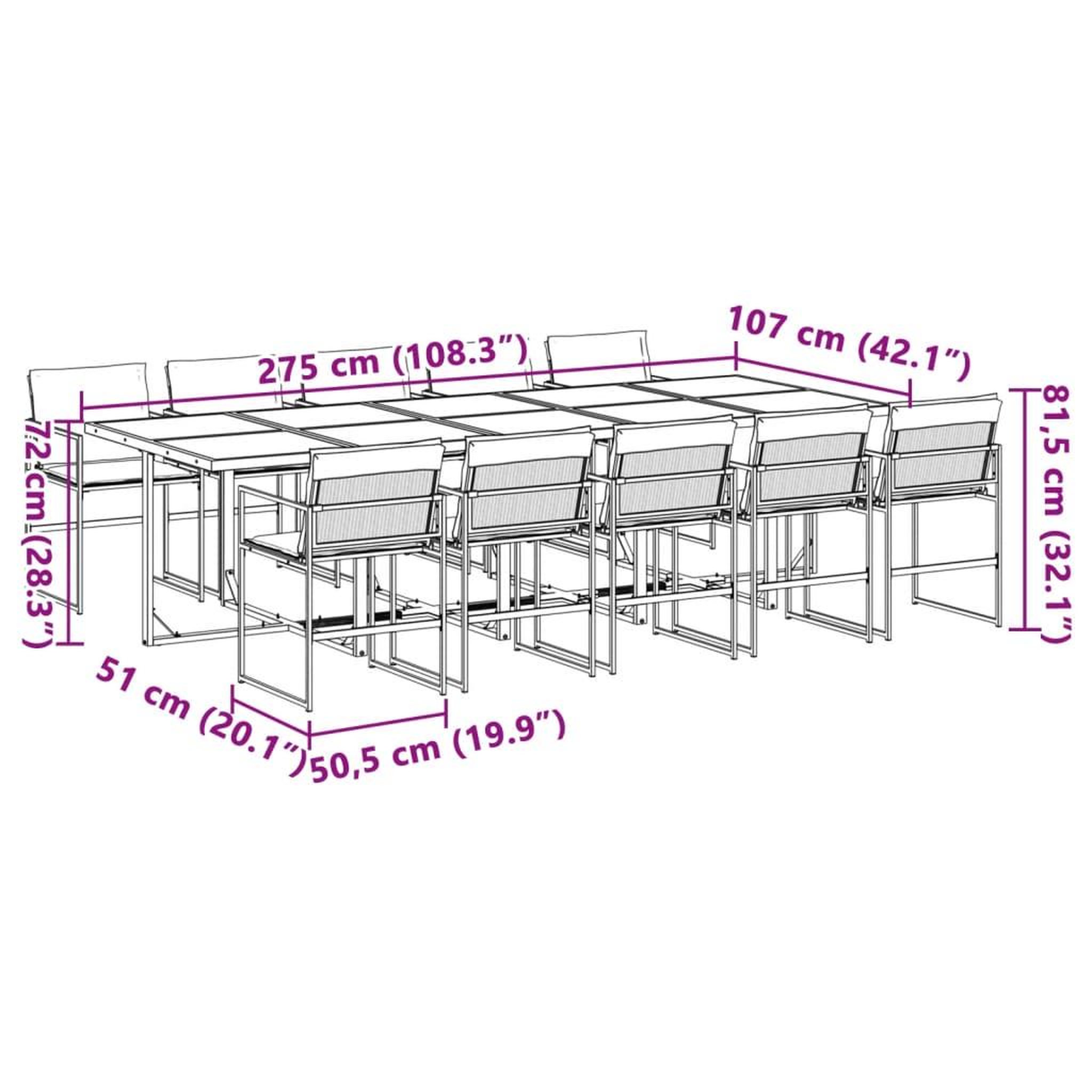 Voir la diapositive 6 : VIDAXL Ensemble a manger de jardin avec coussins 11pcs blanc textilene