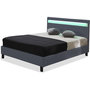 Voir la diapositive 1 : Habitat et Jardin Lit  avec LED  Maria  - 160 x 200 cm - Gris