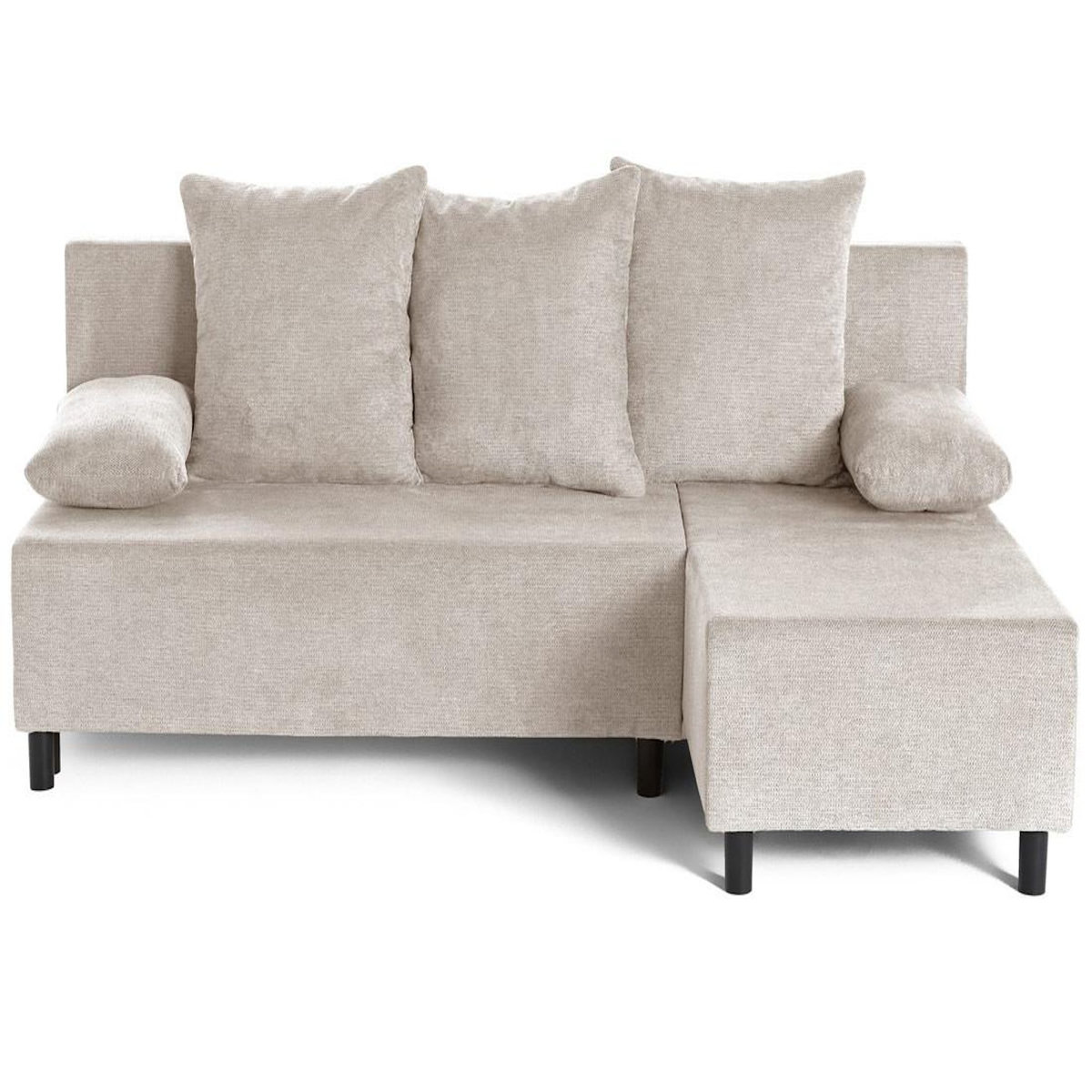 BEST MOBILIER Gloria - canapé d'angle réversible 4 places convertible avec coffre en tissu texturé