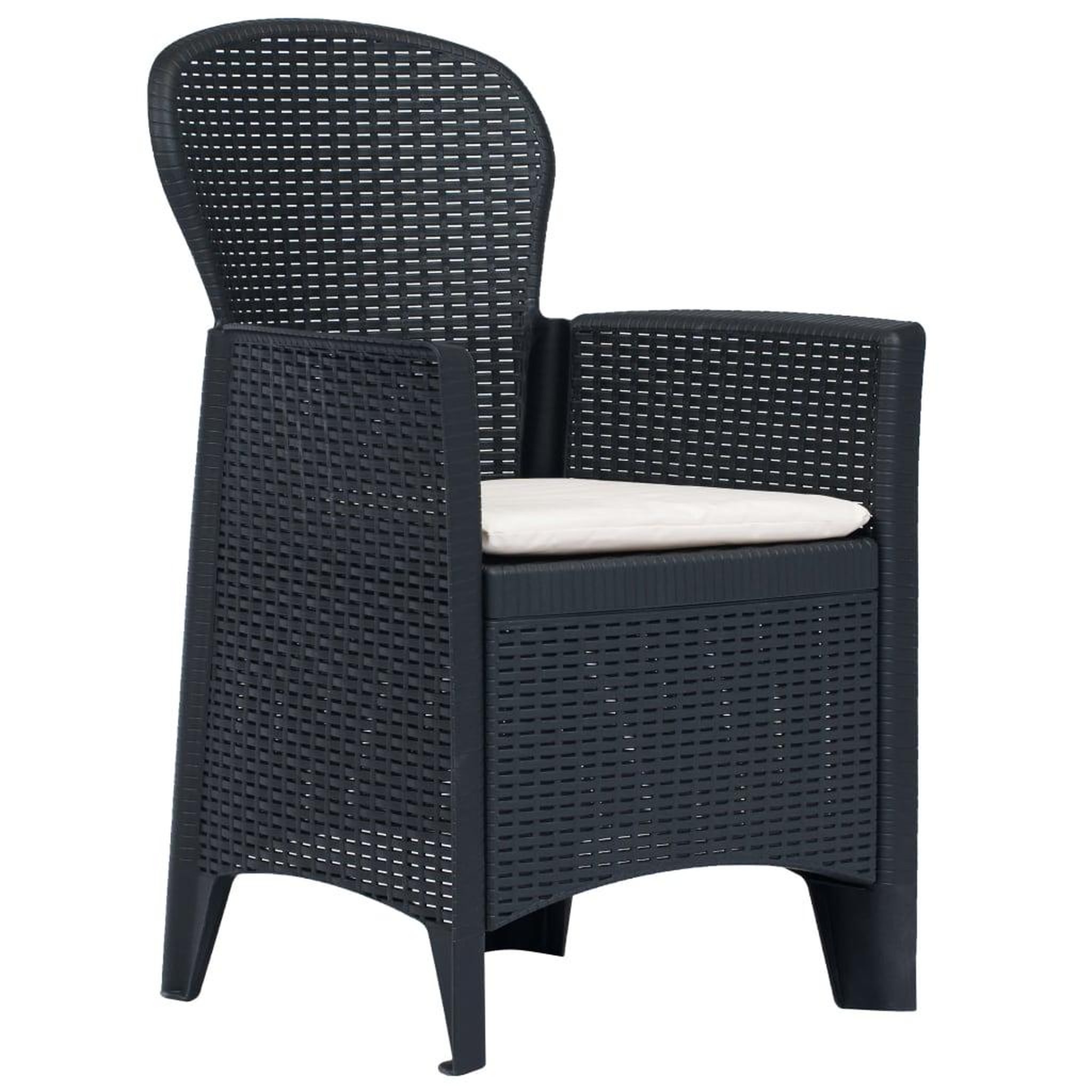 Voir la diapositive 2 : VIDAXL Chaises de jardin lot de 2 avec coussin Anthracite Plastique