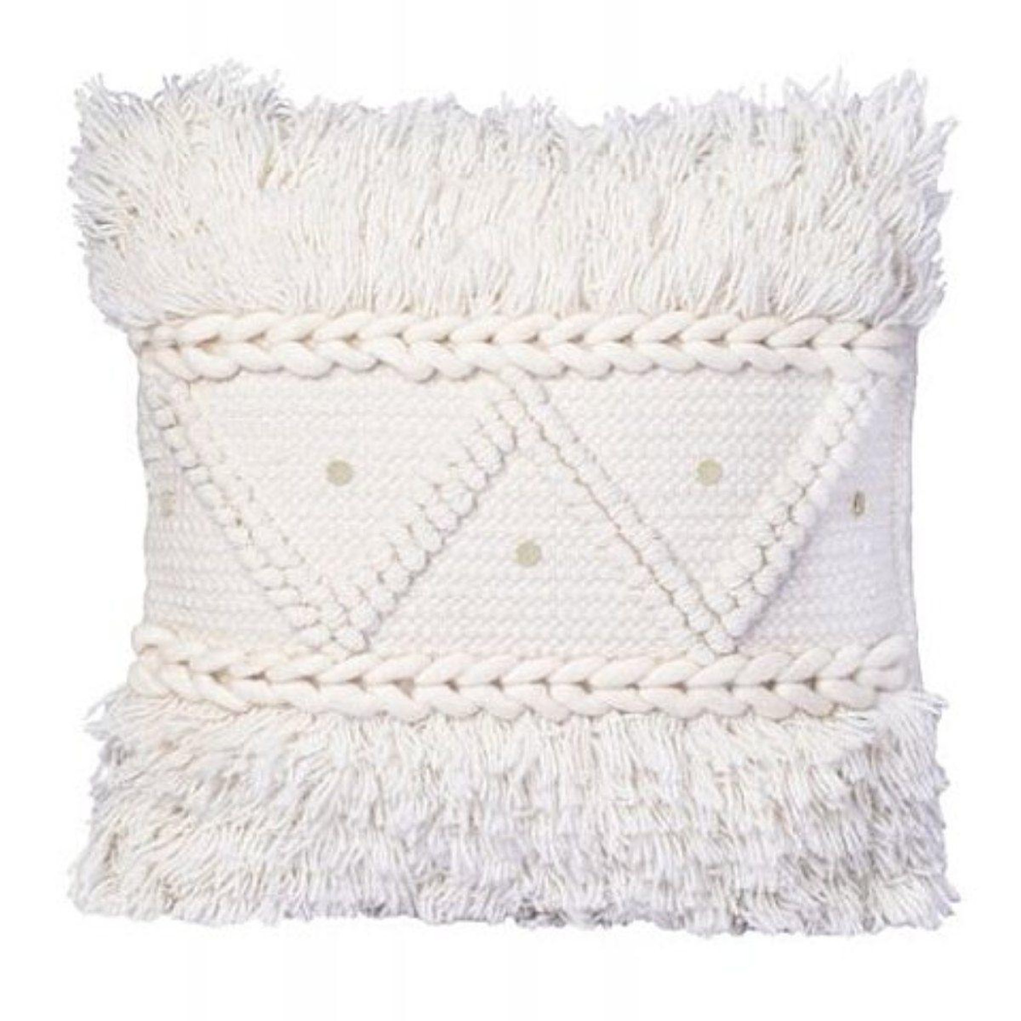 Voir la diapositive 1 : Paris Prix Coussin tissé à la main  bohist  45x45cm crème